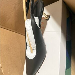 Elegant Coffee Brown Slingback Heels with gold Heel